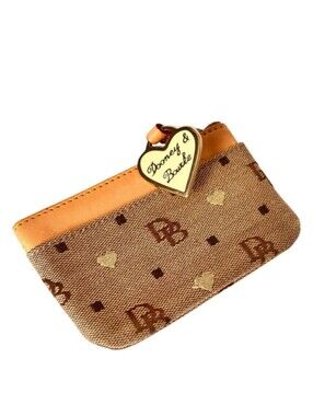Dooney & Bourke Brown and Tan Monogram Heart Key & Card Holder